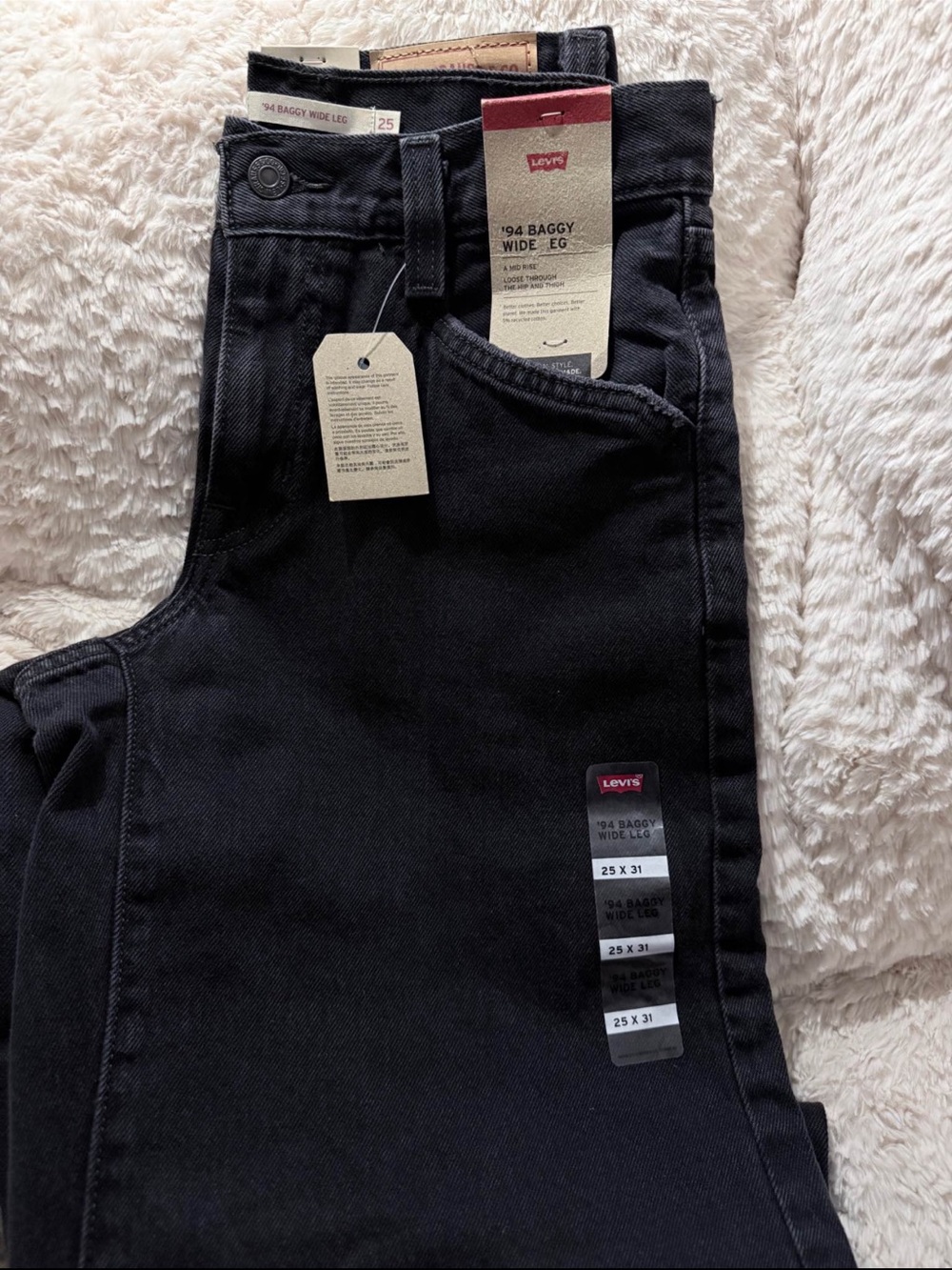 Levi's Black Baggy Wide Leg Jeans